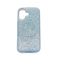 Magnetic Case With Glitter Design Apokin For Apple iPhone 17 Pro Max Sky Blue